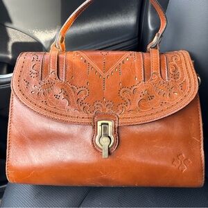 Patricia Nash Vintage Stantino Laser Cut Leather Shoulder Bag